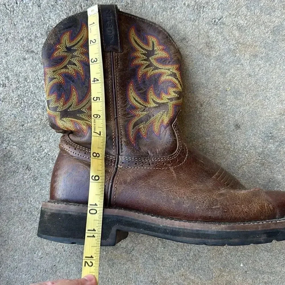 Justin Driller Western Work Boot Brown Men’s Size 9.5 Oil Resistant
